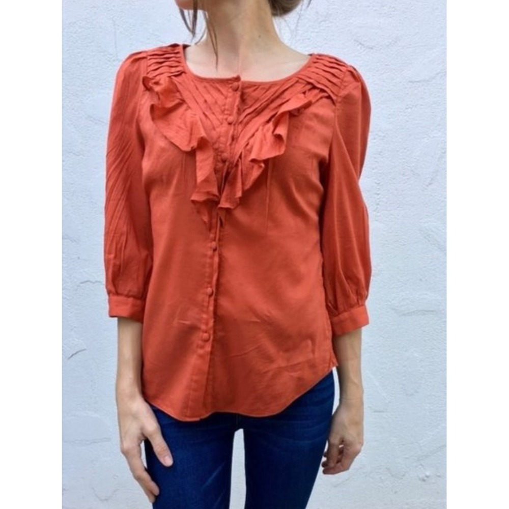 Maeve‎ Anthropologie Nicoleta Ruffled Peasant Blouse Size 2